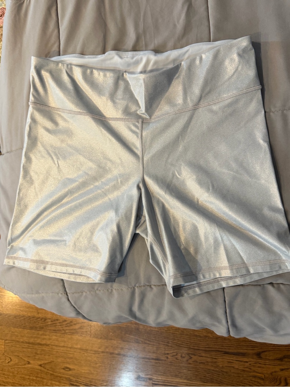GAP Metallic Silver High-Waist Bike Shorts